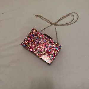 Antonio Melani Acrylic Glitter Minaudiere Clutch
